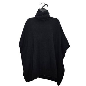 Garnet Hill Cashmere Turtleneck Poncho Sweater Size Small Black
